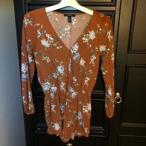 Forever 21 Burnt Orange Floral Romper